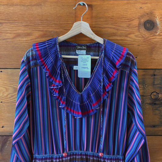Vintage Diane Freis for I Magnin Georgette Striped Dress - Size M/L - 0325AL
