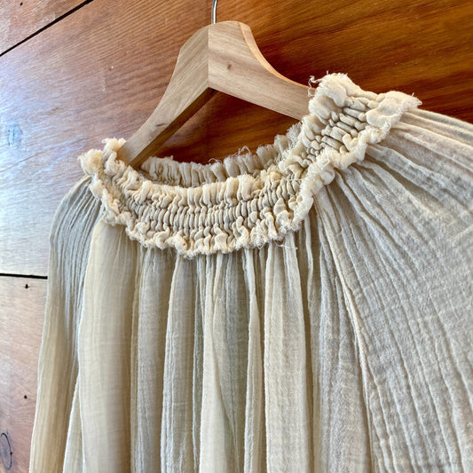 Raquel Allegra Beige Gauze Cotton Sheer Tunic Shirt Top - Size 2 / M - 1120LR
