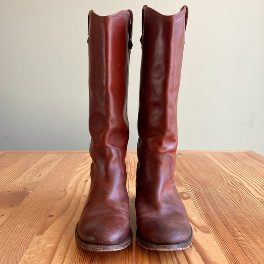 Frye Brown Leather Melissa Button Knee-High Riding Boots - Size 9.5 - 1103ES