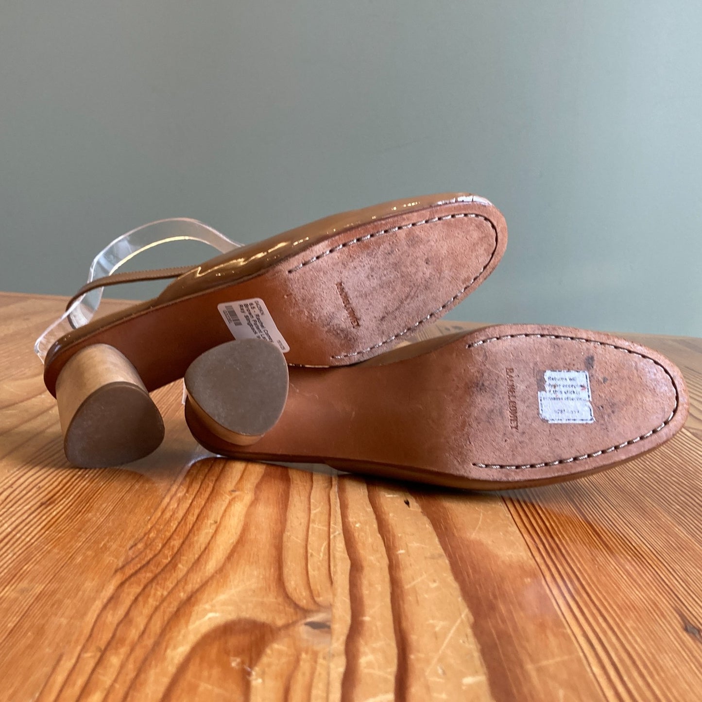 6.5 - Rachel Comey Brown Patent Leather Ray Slingback Wood Block Heels 0425KN