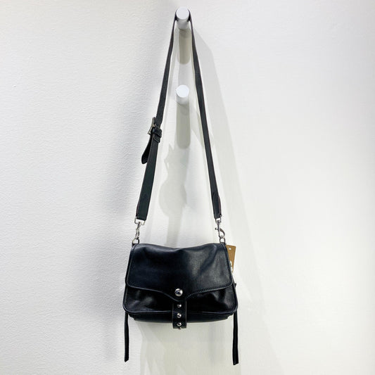 Aimee Kestenberg Black Soft Leather Silver Studded Crossbody Purse - 0217RC