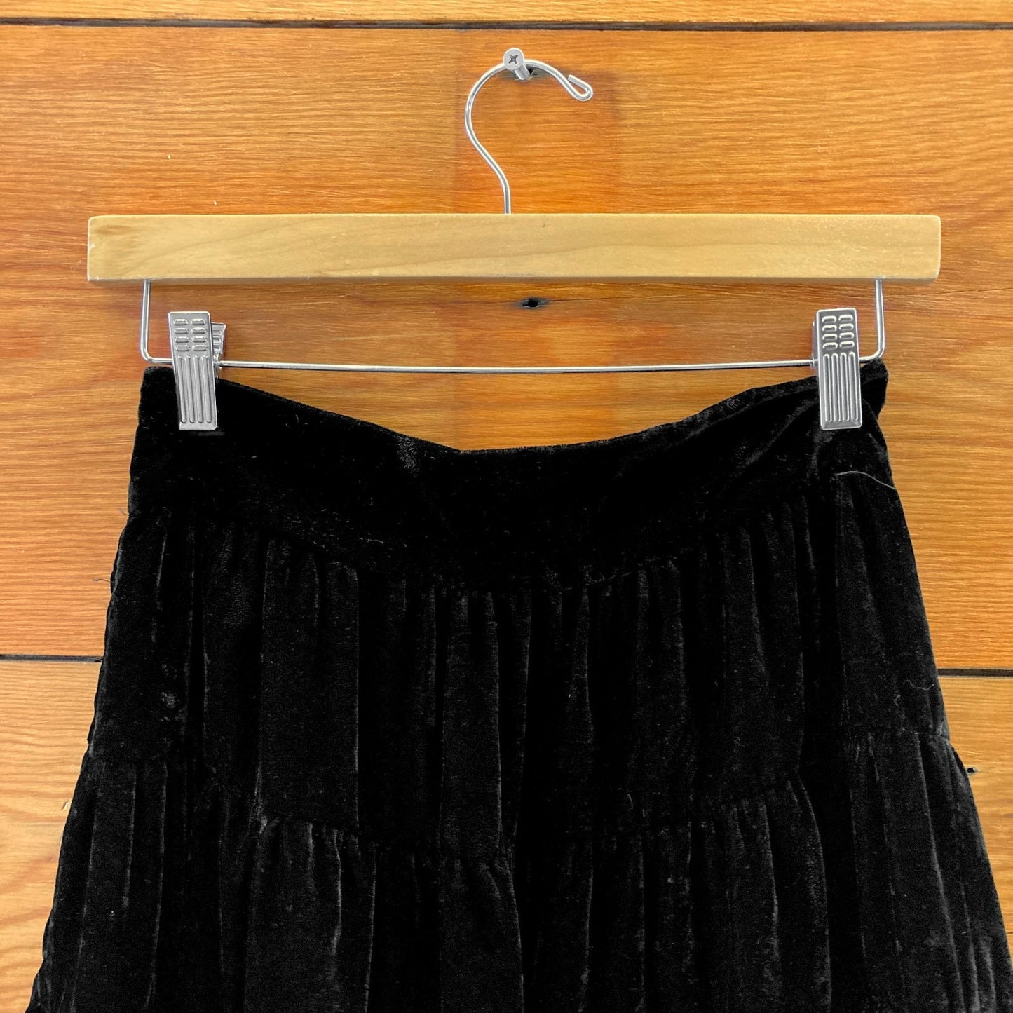 Sandro Black Velvet Tiered Flirty A Line Above Knee Skirt - Size 36 - 0821SM