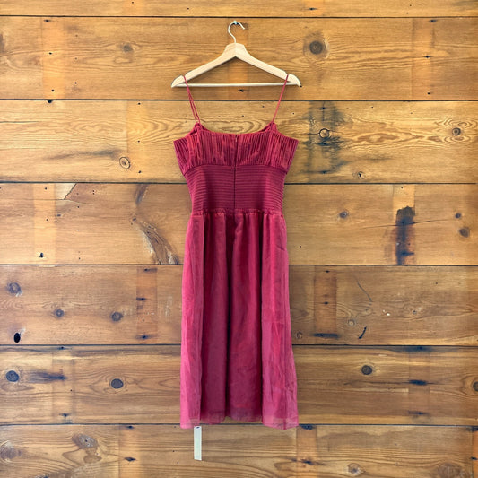 Reformation Burgundy Smocked Waist Midi Laly Dress - Size 10 - NEW - 0306CH