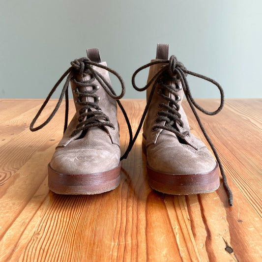 38 / 7.5 - Jenni Kayne Canyon Brown Suede Lace Up Boots 1128SD