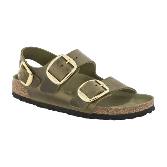 Birkenstock Olive Big Buckle Milano Sandals Shoes - Size 39 / 8 - NEW - 0425SV