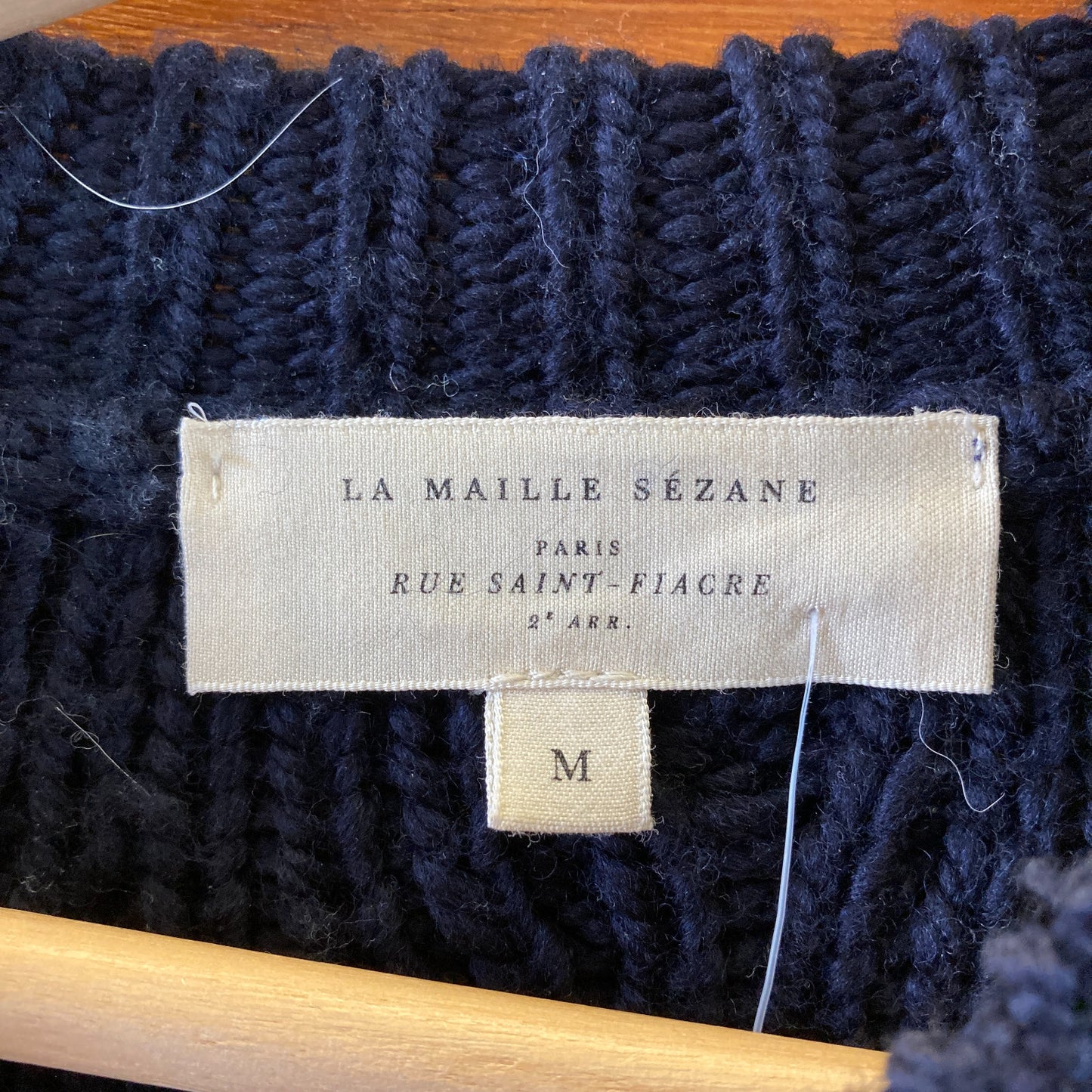 Sezane Navy White Stripe Cable Knit James Cotton Blend Sweater - Size M - 0813RM