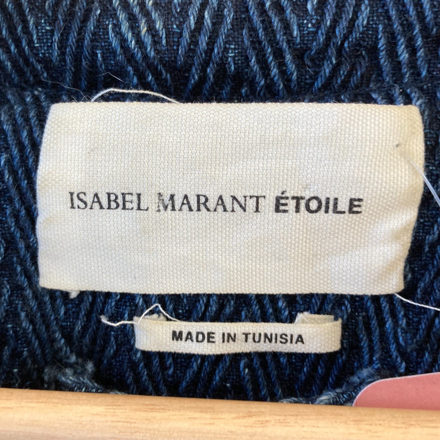 M - Isabel Marant Etoile Navy Herringbone Textured Tie Waist Long Jacket 0114RD