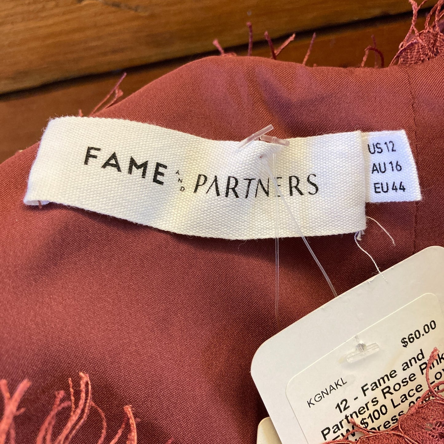 12 - Fame and Partners Rose Pink NEW $100 Lace Low Back Dress 0306CH