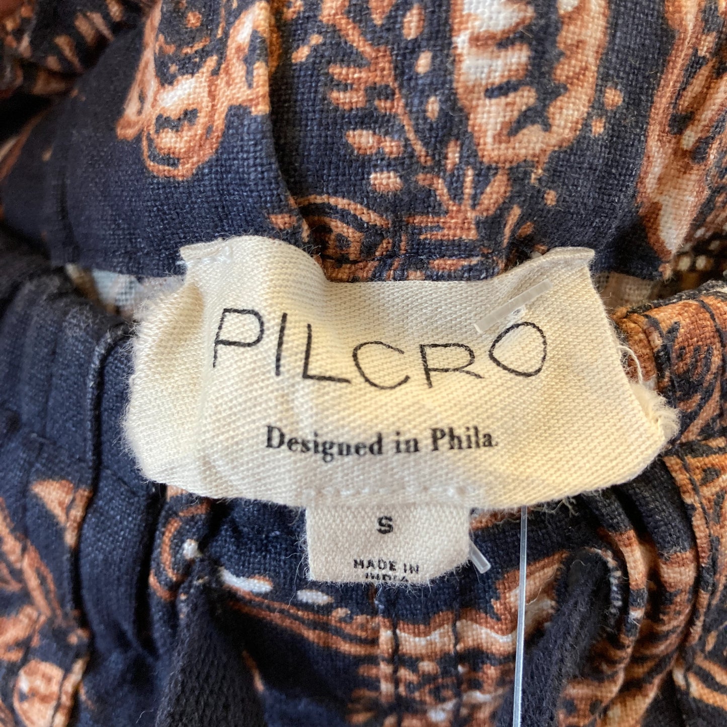 Pilcro Anthropologie Navy Patterned Linen Wide Leg Pants - Size S - NEW - 0501SE