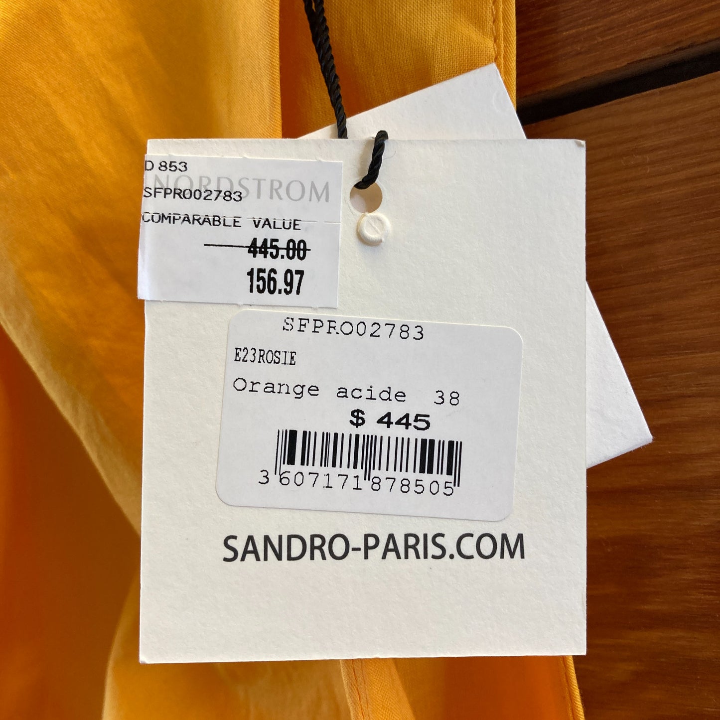 Sandro NEW $445 Acid Orange Sleeveless Rosie Midi Dress - Size 38 / S - 1016LD