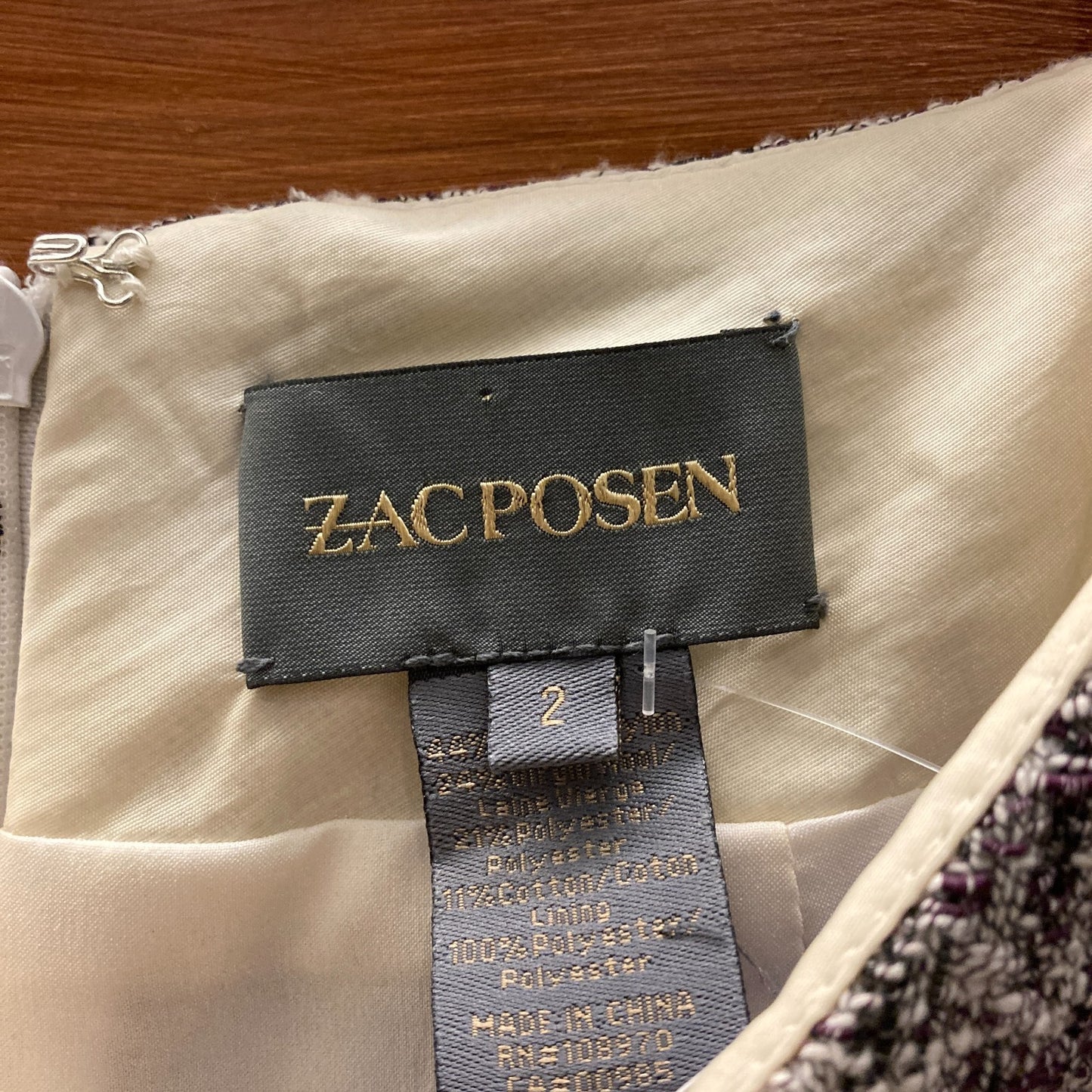 2 - Zac Posen Brown White Silk Tweed Pencil Wiggle Midi Skirt 0426CR