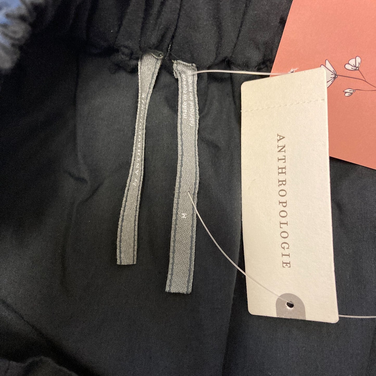 M - by Anthropologie Black NEW $138 Elastic Waist Midi A-Line Skirt 0416JW