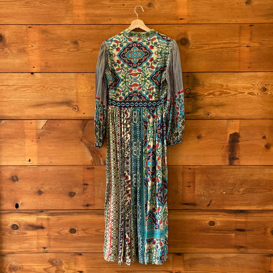 4 - Bhanuni Jyoti Anthropologie Multicolor Print Long Sleeve Maxi Dress 0830KR