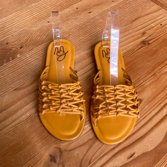 Mansur Gavriel Orange Leather Mignon Flat Slide Sandals - Size 39 / 9 - 0313SH