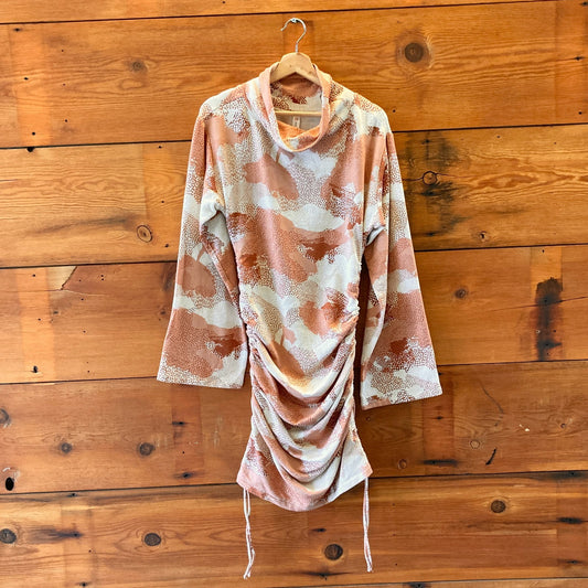 M - Daily Practice Anthropologie NEW Orange Print Cowl Neck Tunic Dress 0107KA