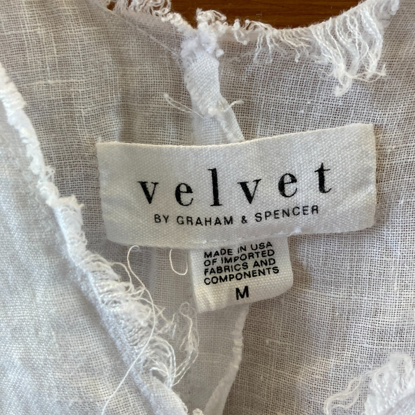 Velvet Graham & Spencer White Linen Raw Edge Kaftan Dress - Size M - 4427SC