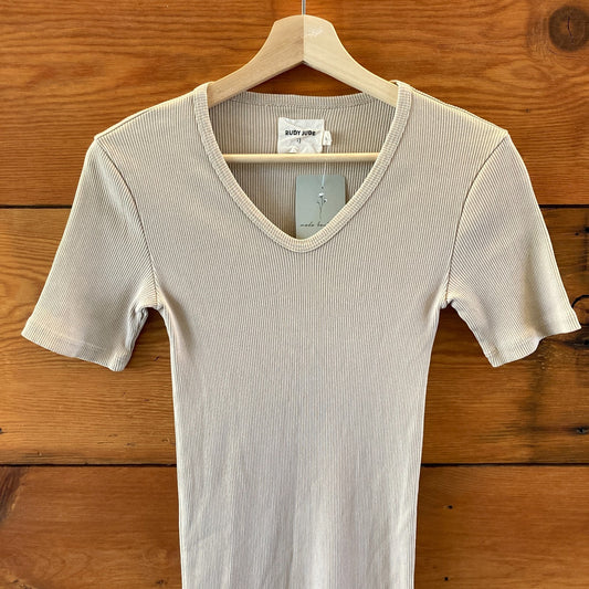 Rudy Jude Tan Ribbed Short Sleeve OG Cotton Backyard Dress - Size S - 0502NR