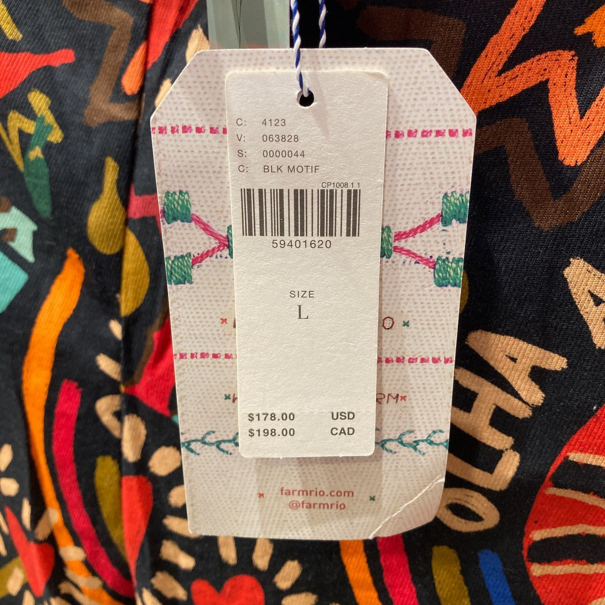 Farm Rio $178 Anthropologie Black Gator Love Pattern Pants - Sz L - NEW- 1122CT