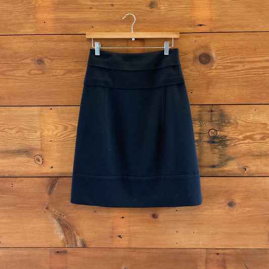 40 / 4 US - Marni Black 100% Lambs Wool High Waisted Knee Length Skirt 1209SH