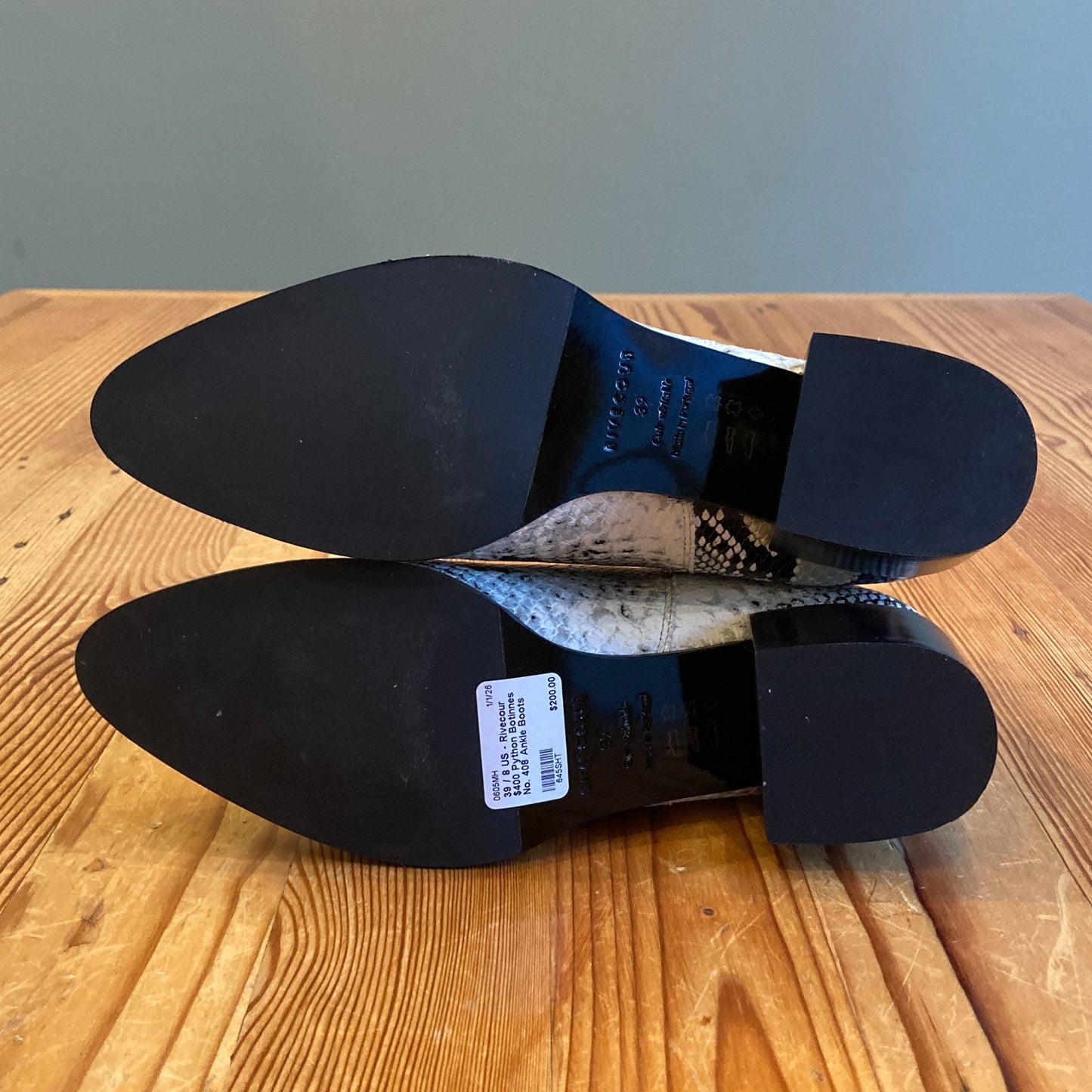 39 / 8 US - Rivecour $400 Python Botinnes No. 408 Ankle Boots NEW w/ Box 0605MH