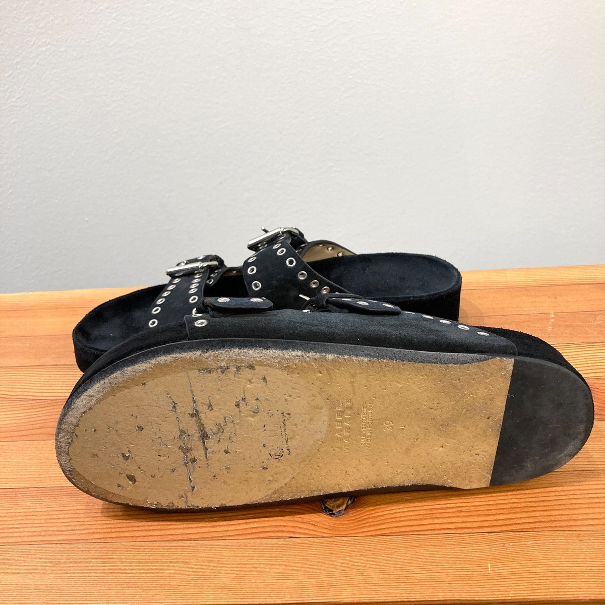 Isabel Marant Black Studded Buckle Strap Sandals - Size 39 / 9 - 0129LH