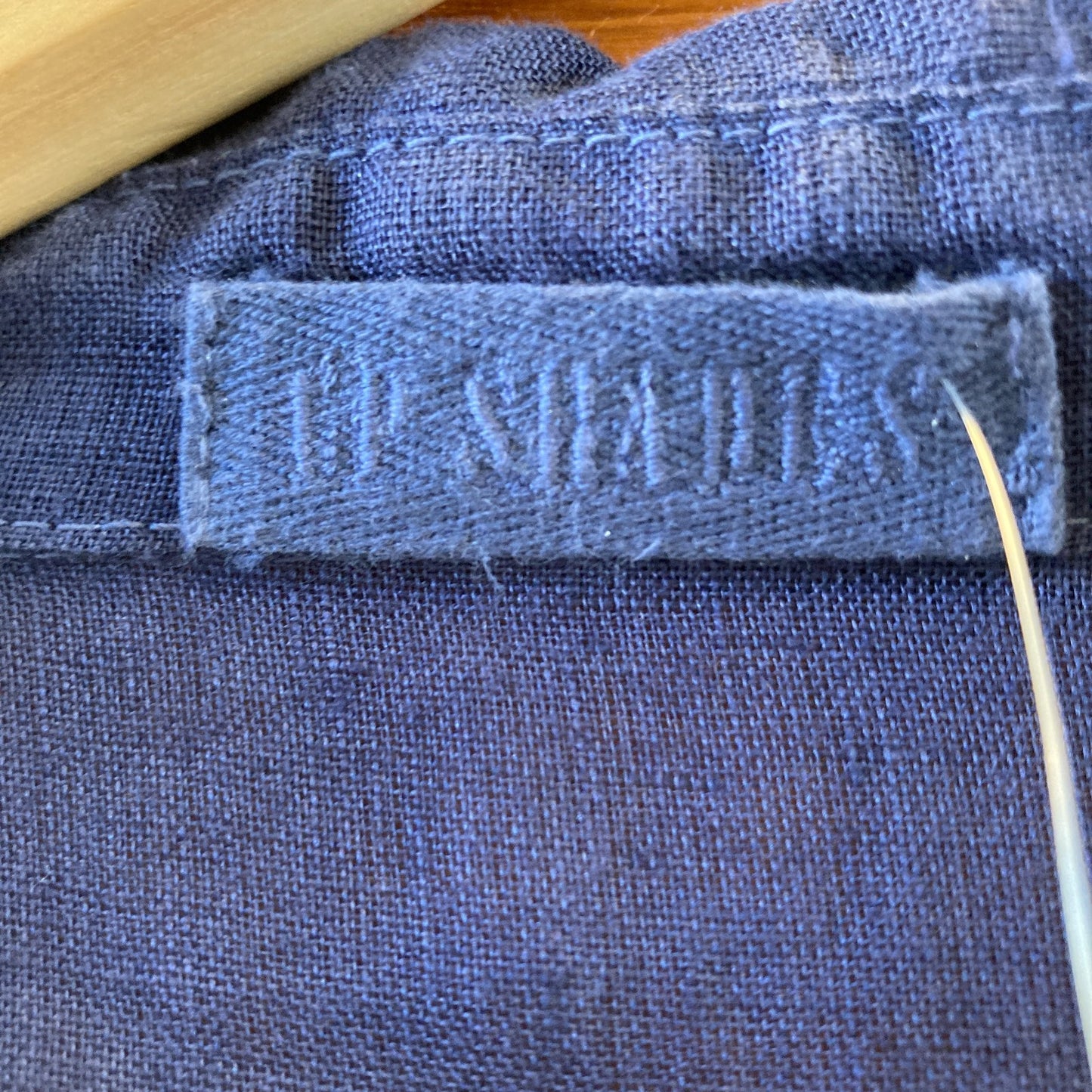 CP Shades Navy Blue 3/4 Sleeve Linen V Neck Midi Length Dress - Size S - 0816TB