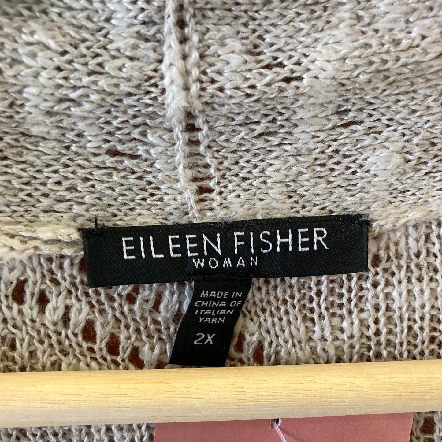 2XL - Eileen Fisher Oatmeal Linen Blend Knit Open Front Cardigan Sweater 0217RC
