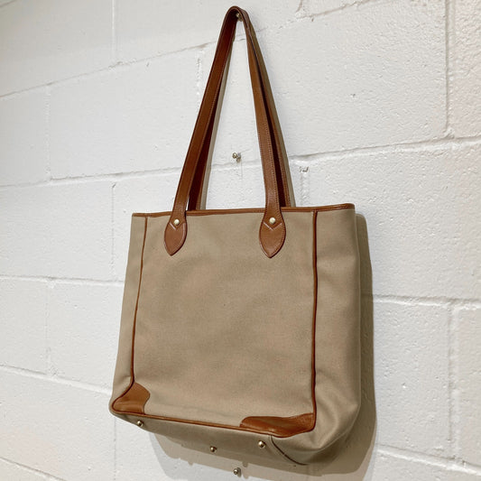 Ghurka Tan Canvas & Leather Original No. 162 Tote Bag Purse - 0210AM