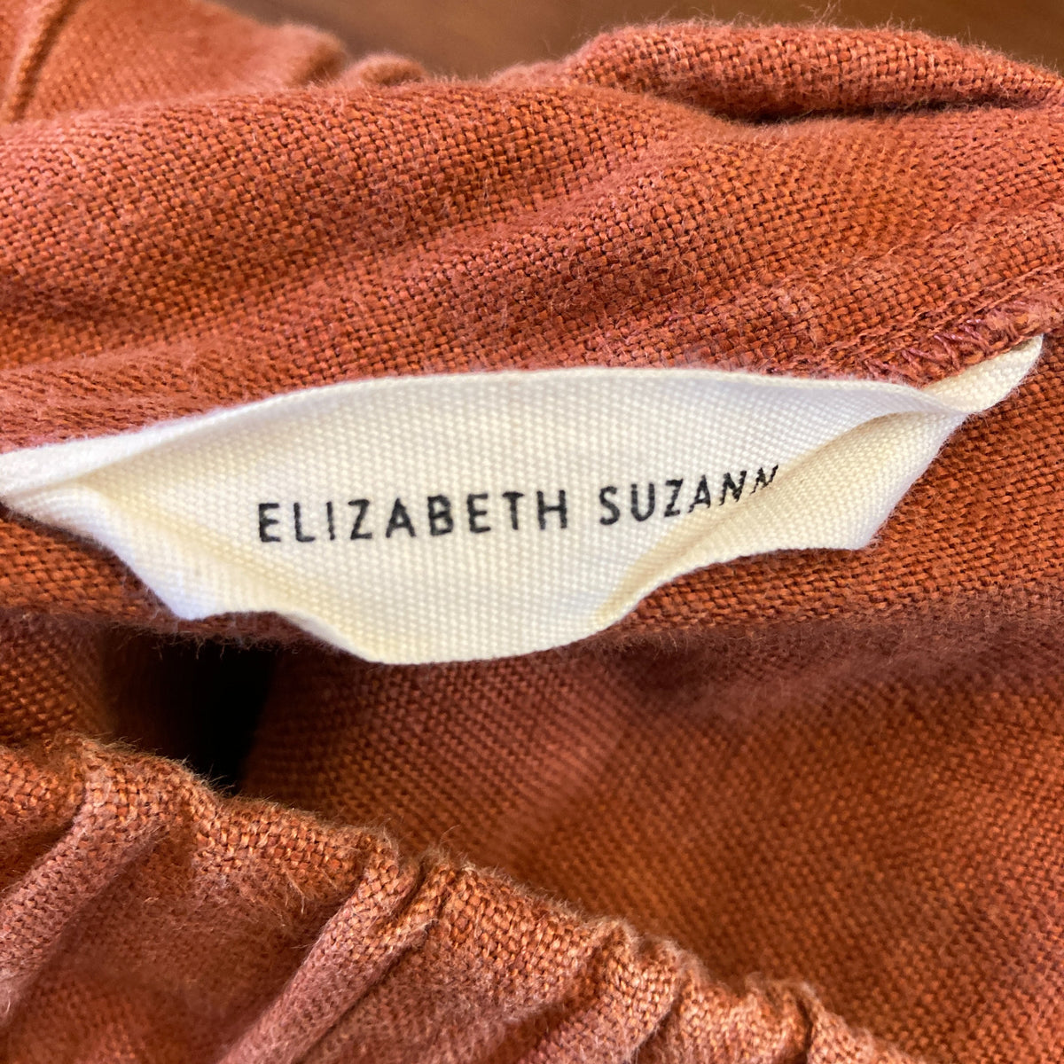 Elizabeth Suzann Rust Orange Elastic Waist Pull-On Linen Pants - 0823EP