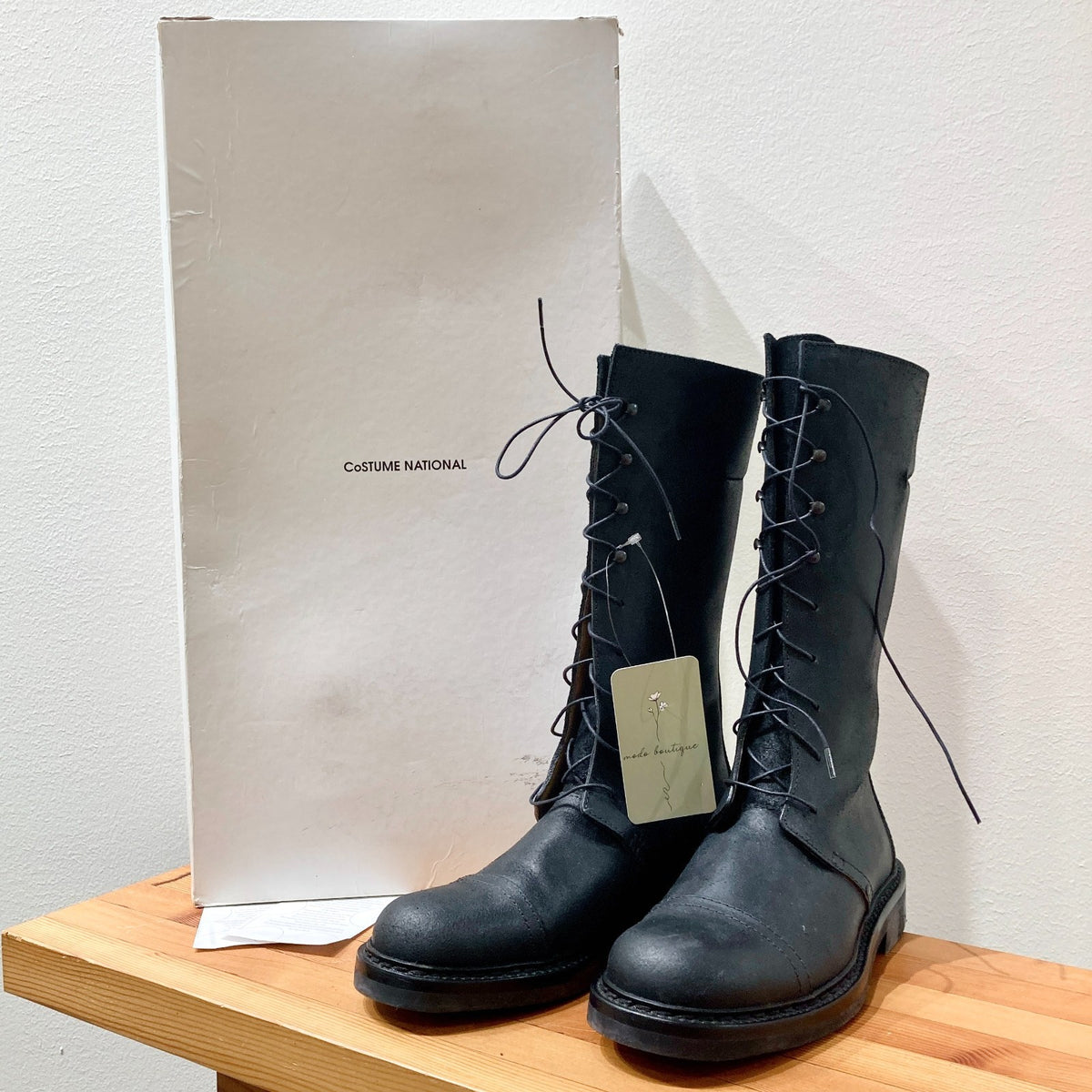 Costume National Black Lace Up High Combat Boots - Sz 37.5 - NEW w/ Box - 1122CT