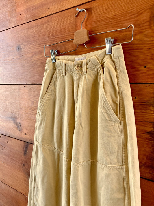Ozma Pale Yellow Womens Wide Barrel Leg Yellow Pants - Size XS - 0312IG