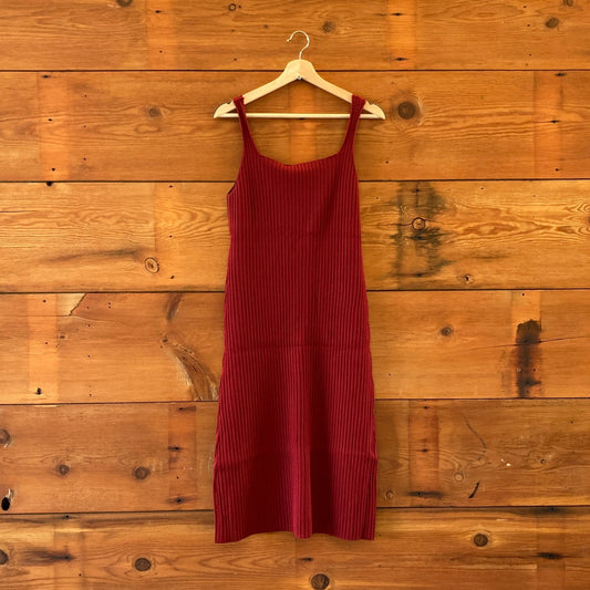 L - M.M. Lafleur Maroon Red NEW Ribbed Jardigan Knit Vincent 1.0 Dress 0416JW
