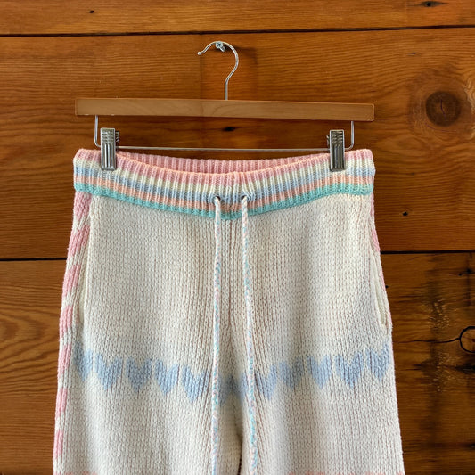 Love Shack Fancy White Chabela Knit Heart Joggers Pants - Size M - 1011SC