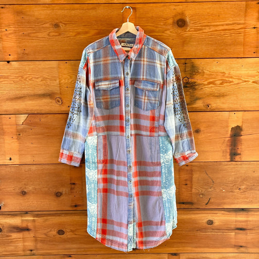 XS - We The Free People $248 Flannel Painted Hills Maxi Shirt Duster NEW 1122CT