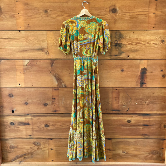 Nine Lives Bazaar Floral Short Sleeve Wrap Maxi Dress - Size 2 - NEW - 0527LM