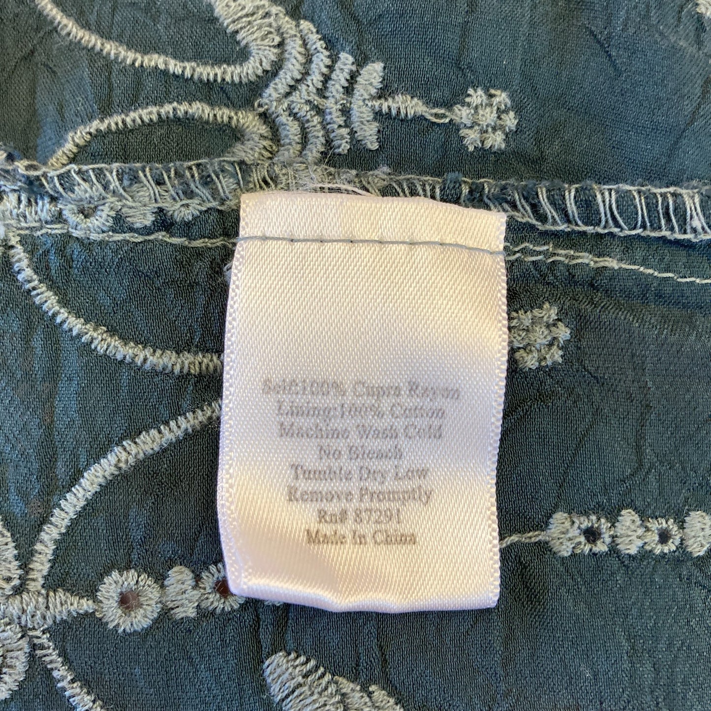 XS - Johnny Was Blue Embroidered Sleeveless Crochet Trim Mini Dress 1203TR