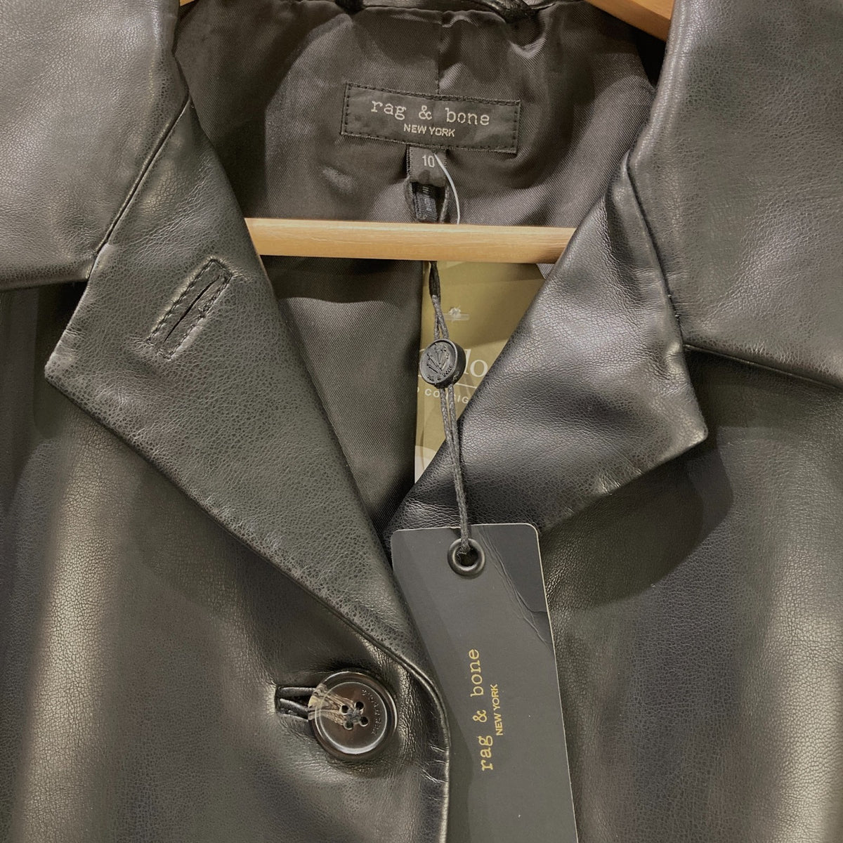 Rag & Bone Black Drew Faux Leather NEW Button Front Jacket - Size 10 - 0721DK
