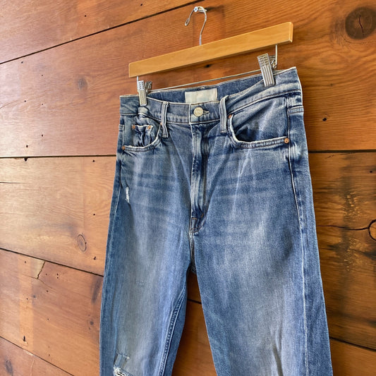 Mother Superior Light Wash Destroyed High Waisted Rider Jeans - Size 30 - 0408ME