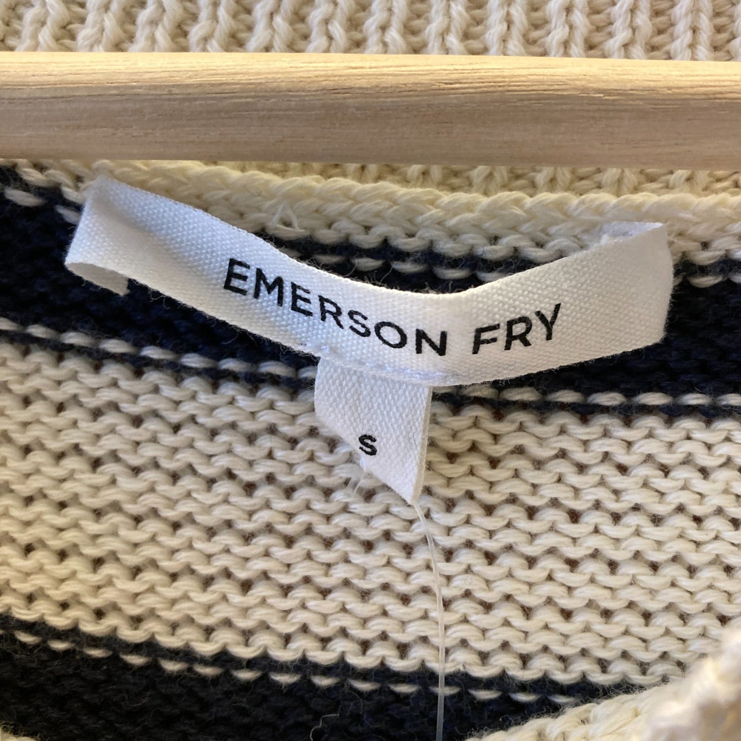 S - Emerson Fry $198 Navy & White Striped Carolyn Pullover Knit Sweater 0206BS