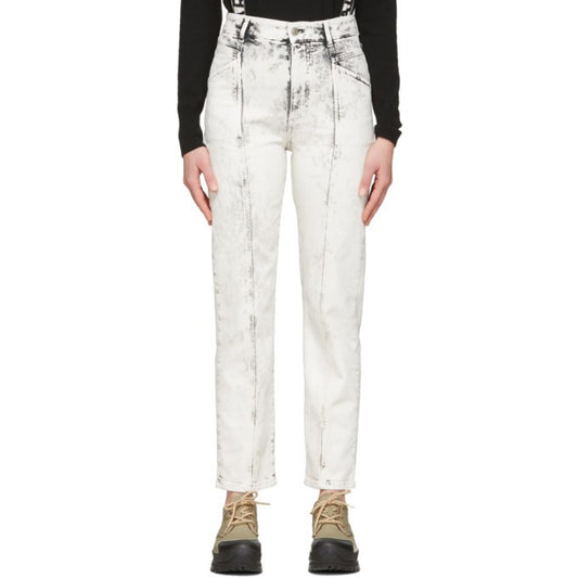 Stella McCartney White Acid Wash Galaxy Seam Front Jeans - Size 25 - 0320HJ