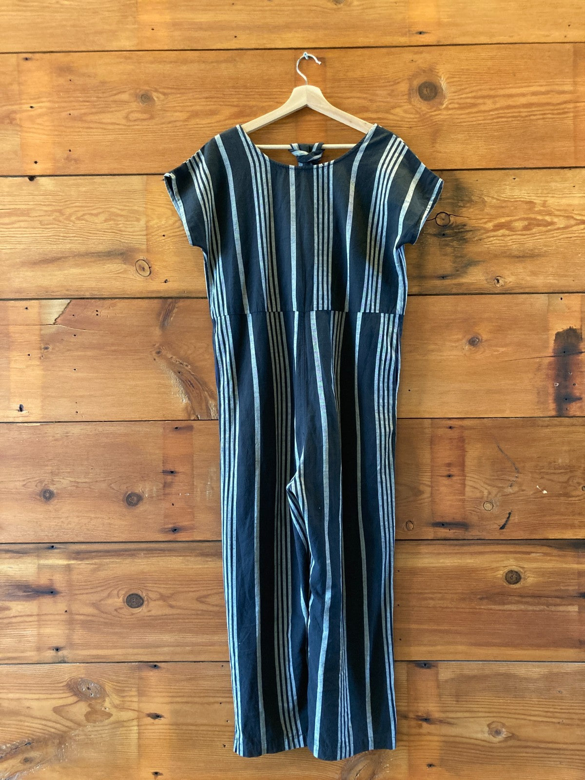 Ace & Jig Black Striped Cap Sleeve Tie Waist Jumpsuit - Size M / L - 0313AH