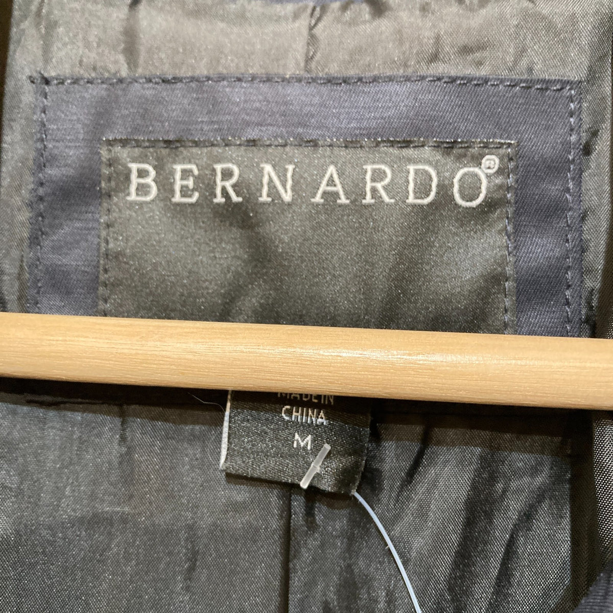 Bernardo Navy Blue Hooded Mid-Length Raincoat Hooded Jacket - Size M - 0206BS