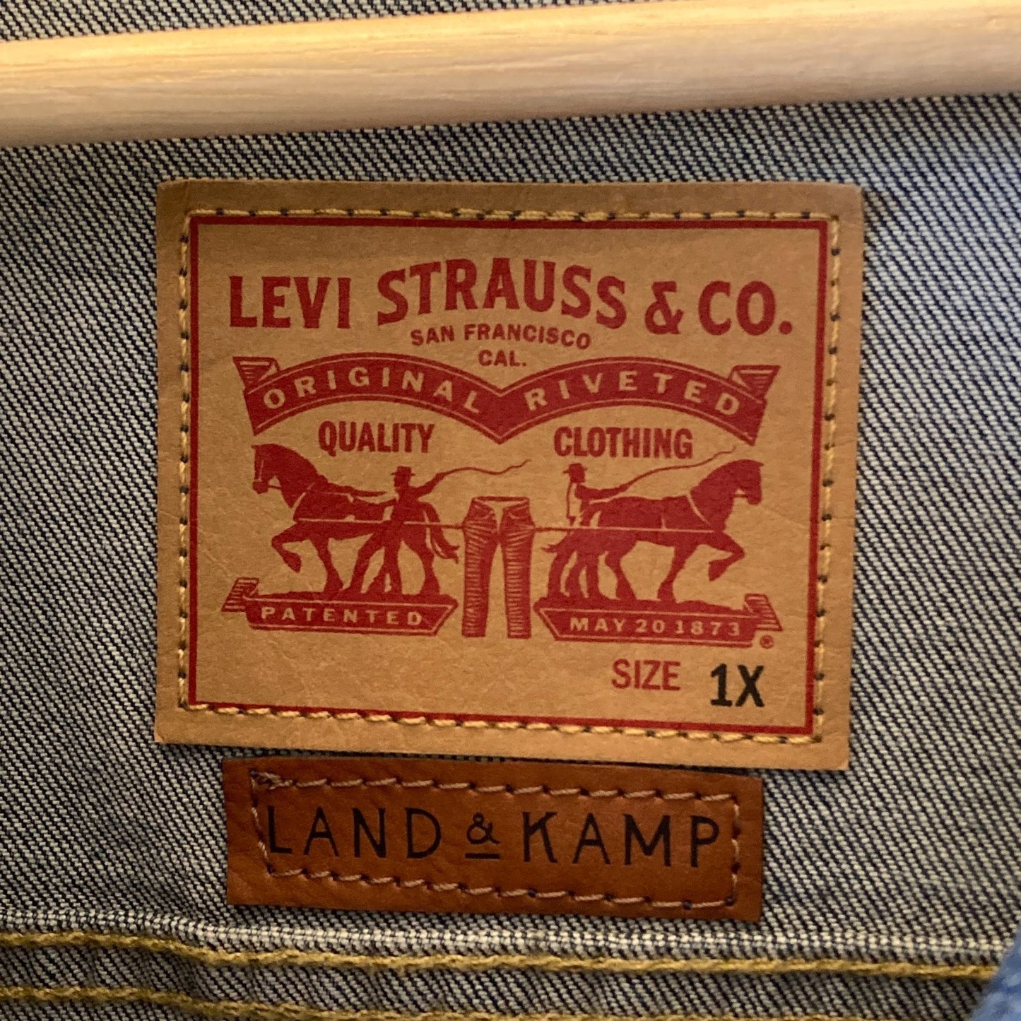 Land & Kamp Levis Upcycled Denim Pendleton Fabric Jean Jacket - Size 1X - 0120NE