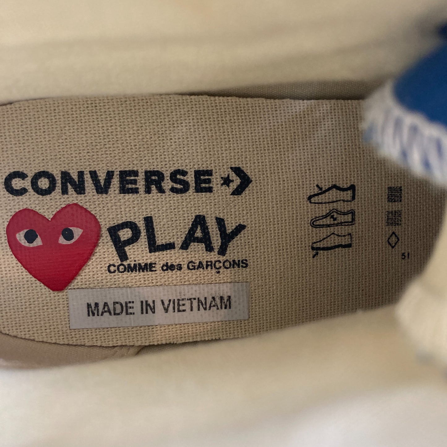 Converse X Play Comme Des Garcons Blue Chuck High Heart Shoes - Size 8 - 0709EH