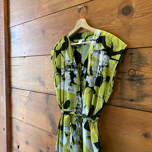 Osei Duro Lime Green & Black Sleeveless Drawstring Jumpsuit - Size L - 1020HB