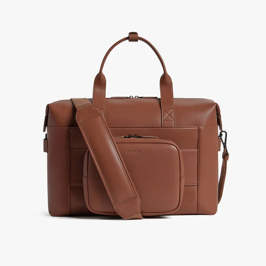 Monos $260 Brown Vegan Leather Metro Duffle Travel Gym Bag - NEW - 1122KP