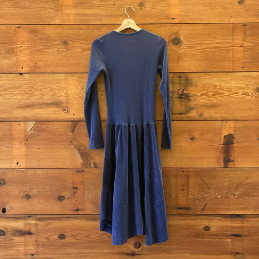 M - Inizio Dark Blue Made in Italy Ribbed Knit Midi Length Dress 0222LR