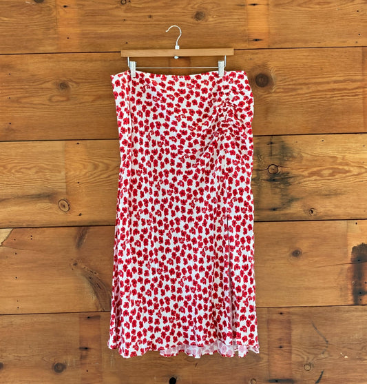 XL Petite - Maeve Anthropologie NEW Red White Mel Floral Print Skirt 1215KM