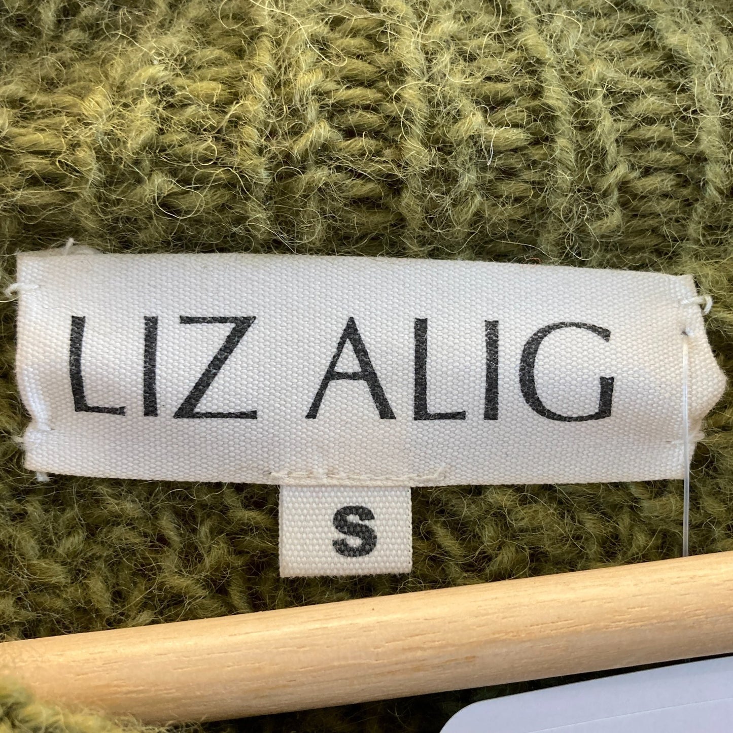 Liz Alig Green 100% Wool Handmade Button Neck Imogene Sweater - Size S - 0606RO