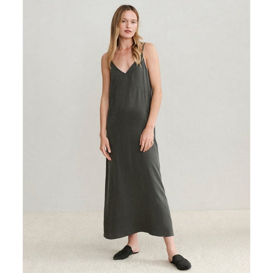 Jenni Kayne $425 Riviera Gray Cupro Silky Midi Slip Dress - Size M - 4427SC